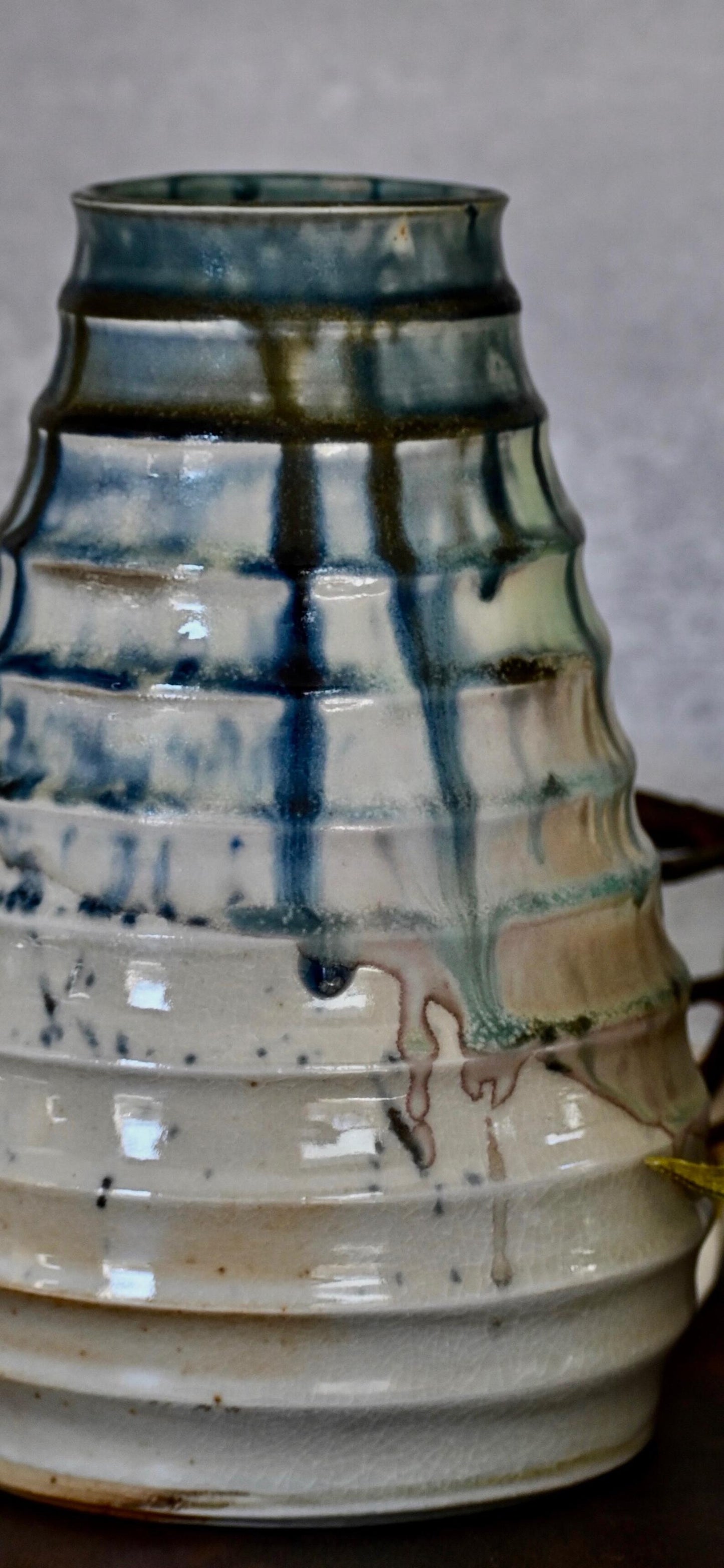 Blue Rimmed Soda Vase